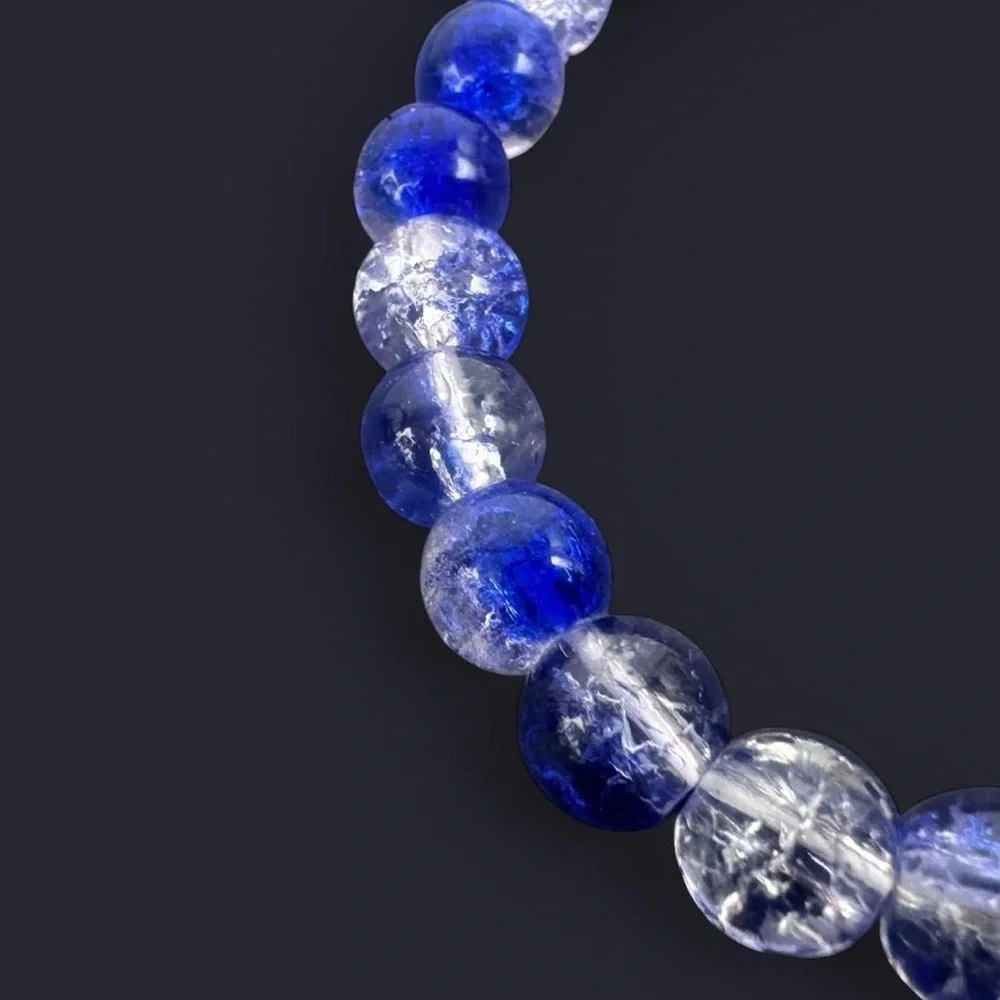 Royal Blue Crackle Glass Bead Bracelet